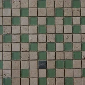Mosaico Lusso Piedra Empavonado Verde Poroso  - Palmeta 30 x 30 cm (Valor Palmeta)